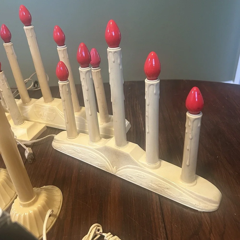 Christmas Candoliers 5-Light Holiday & Single Window Candles Candelabra Lot Of 8